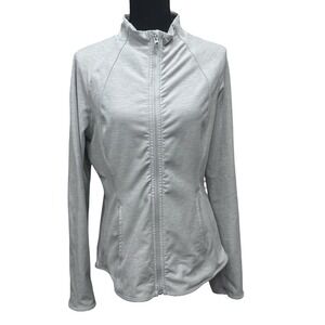 Yogalicious Lux Jacket Women's Size XL Lightweight Full Zip Light Grey‎ Workout